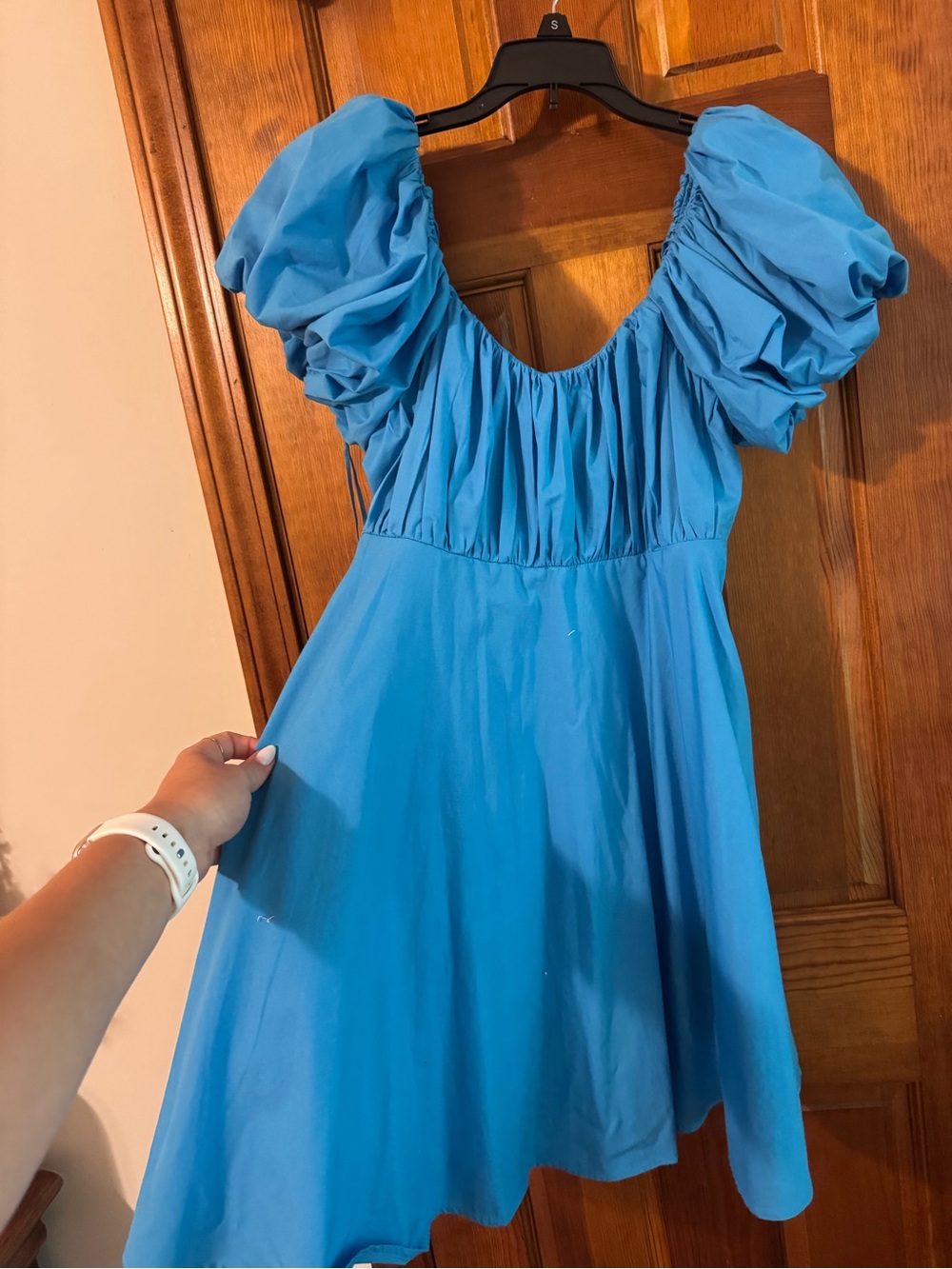 Abercrombie & Fitch Blue Puff-Sleeve Mini Dress - Picture 2 of 3